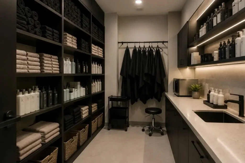 back-of-house of a salon