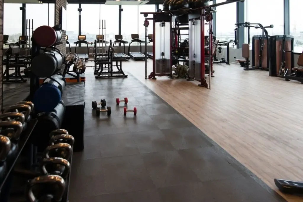 rubber flooring in weights area